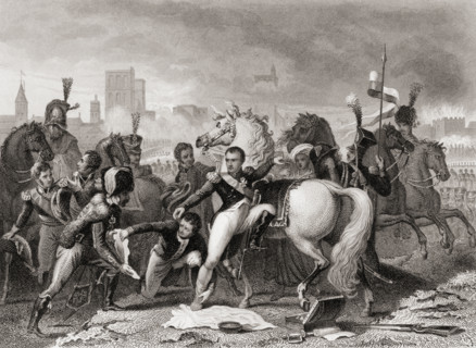 Napoleon wounded in the attack on Ratisbon