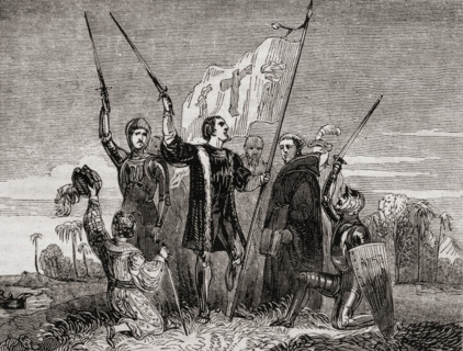 Columbus taking possession. Christopher Columbus