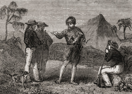 Selkirk and the British sailors.  Alexander Selkirk