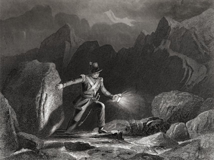 American engineer conveying despatches.   From a 19th century print.