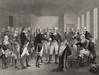 Washington parting from his officers at Fraunces Tavern