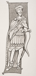 Frankish chief or king armed with a scramasax