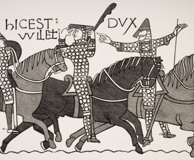 From Bayeux Tapestry. William Duke of Normandy with Eustatius Count of Boulogne.