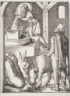 The Miller. 19th century reproduction of 16th century engraving by Jost Amman.