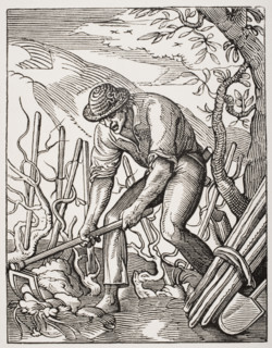 The wine grower. 19th century reproduction of 16th century engraving by Jost Amman.