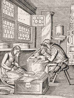 Clasp maker. 19th century reproduction of 16th century woodcut by Jost Amman.