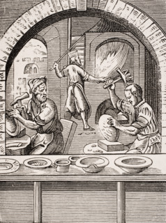 Basin maker. 19th century reproduction of 16th century woodcut by Jost Amman.