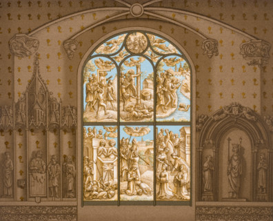 Martyrdom of Saints Crispin and Crepinien. From a window which no longer exists