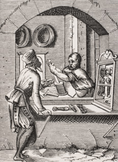 The wire worker. 19th century reproduction of 16th century woodcut by Jost Amman.