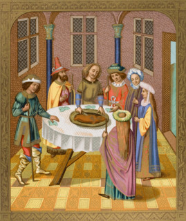 The Jews Passover. Facsimile of a miniature from a missel of the fifteenth century ornamented with painting of the school of Ven Eyck.