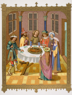 The Jews Passover. Facsimile of a miniature from a missel of the fifteenth century ornamented with painting of the school of Ven Eyck.