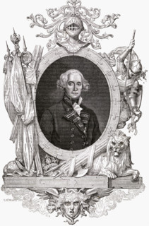 Richard Howe,1st Earl Howe,1726-1799.  British Admiral.  Engraved by Pannemaker-Ligny after Liénard. From 'Histoire de la Revolution Francaise' by Louis Blanc.