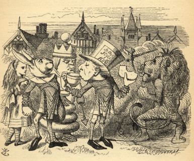 Alice with Hatta.  Illustration by Sir John Tenniel