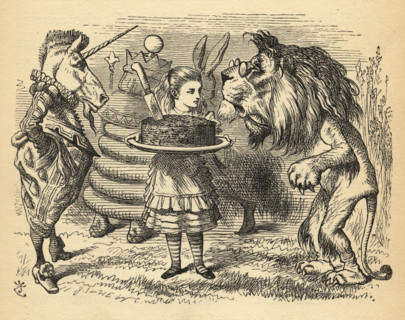 Alice with The Lion and The Unicorn. Illustration by Sir John Tenniel