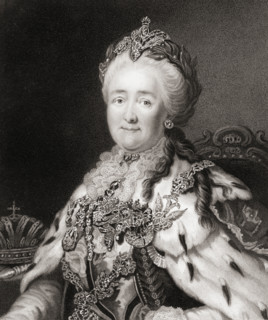 Catherine II The Great,1729-1796. German born Empress of Russia.   From the book “Gallery of Portraits” published London 1833.