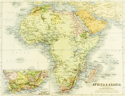 19th century map of Africa and Arabia. Engraved and  printed in 1869 by W.&A.K.Johnston.