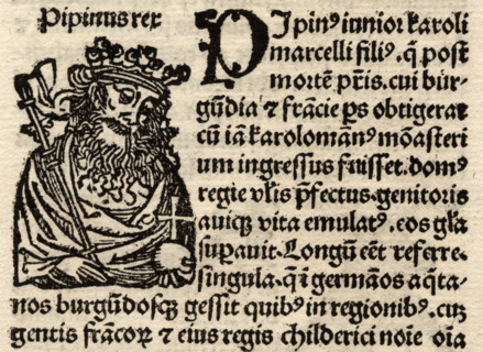 Detail from original incunable leaf in Latin from “Hartmut Schedel:Liber Chronicorum” Printed by Schoensperger in 1497.