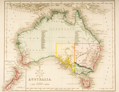 Map of Australia and New Zealand. Drawn and engraved by J Archer Pentonville London c 1830.