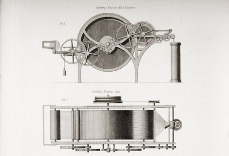 Carding Engine end election top and plan at bottom