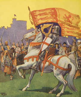 St George with Royal Standard & shield with cross of St George