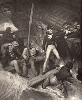 Lieut. Nelson volunteering to board a prize in violent gale. Horatio Nelson