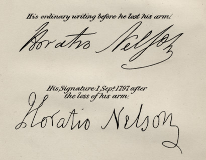 Lord Nelsons' signatures. Horatio Nelson