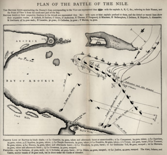 Plan of the Battle of the Nile,1798. Illustration by Westall. From the book 'The Life of Nelson' by Robert Southey published London
