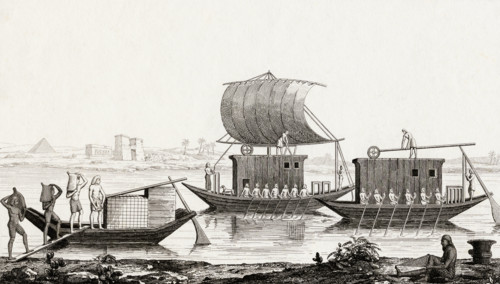 Navigation Du Nil,19th century print drawn by A.Lenoir