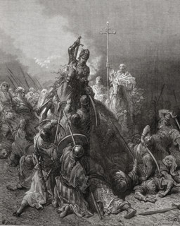 Christian knights fight Saracens.