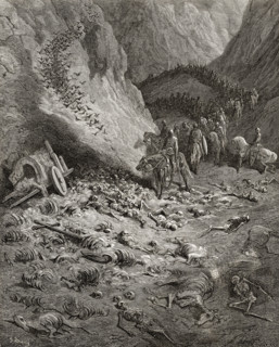 The army of the second crusade find the remains of the soldiers of the first crusade.