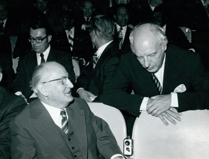 Otto Winzer(left) of East Germany and West Germany's Walter Scheel (right), representatives at the United Nations