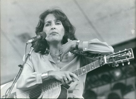 Folk singer Joan Baez on stage