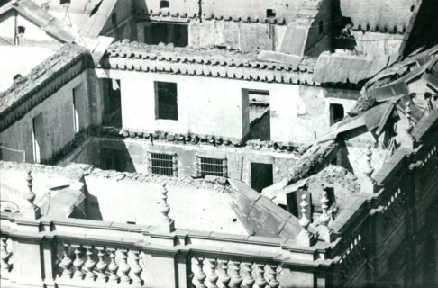 Overview of the Presidential Palace in Santiago, Chile after the bombing and overthrow of Salvador Allende