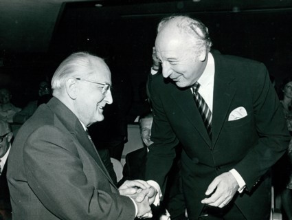 Otto Winzer(left) of East Germany and West Germany's Walter Scheel (right), representatives at the United Nations