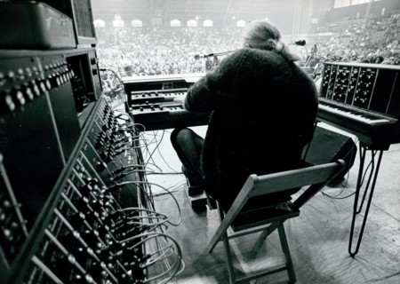 Musician using the Moog Synthesized in concert
