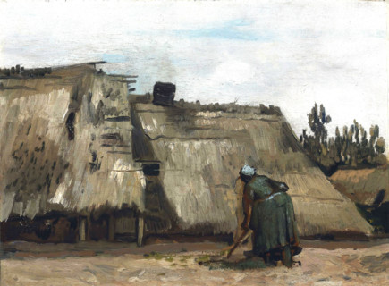 Peasant Woman Digging in Front of Her Cottage (c. 1885), a painting by Vincent Willem van Gogh
