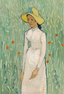 Girl in White (1890), painting by Vincent Willem van Gogh (born March 30, 1853 in Groot-Zundert,