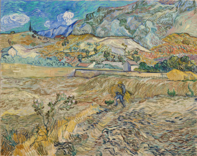 Landscape at Saint-REmy, Enclosed Field with Peasant (1889), painting by Vincent Willem van Gogh