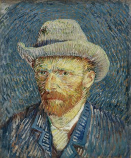 Self-portrait with gray felt hat (1887)