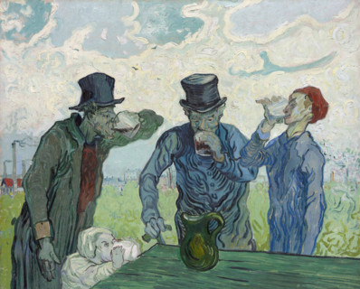 The Drinkers (1890), a painting by Vincent Willem van Gogh (born March 30, 1853, in Groot-Zundert;