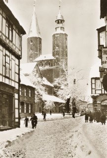 Germany, Goslar under the snow, view from Breitenstrasse 1950 circa