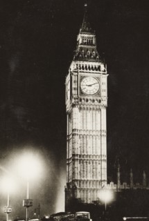 United Kingdom, Floodlit Big Ben, Elizabeth Tower, London, 1957 circa
