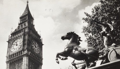 United Kingdom, Big Ben and Boadicea Statue, London, 1957 circa