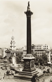 United Kingdom, Trafalgar Square with the Church of Saint Martin in the fields in the background, London, 1958 circa