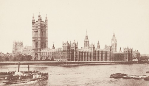 United Kingdom, Houses of Parliament from the Thames, London 1890 circa