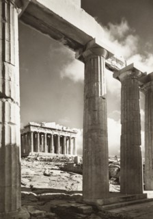 Athens Greece, Parthenon through Columns, 1900 circa