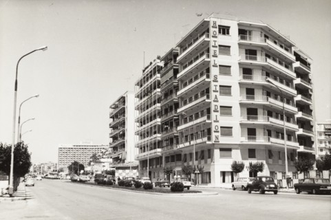 Thessaloniki Greece, View of the Hotel Stadion in Egnatia Street, 1960 circa