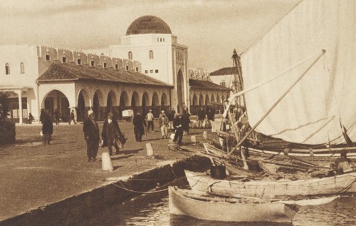 Greece, Rhodes The Mandraki Harbour, New Market during Italian occupation, 1930 circa