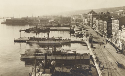 Croatia, Fiume, The Harbour, during the Austro-Hungarian Empire period, Riva Nazario Sauro, with various steamship at anchor, 1932 circa