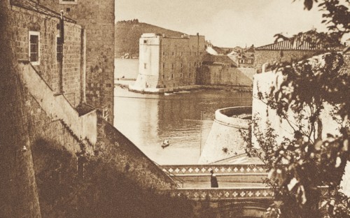 Croatia, A panoramic view of the port of Dubrovnik, Fortress of St. John, located at the southeast end of the city harbor, Dubrovnik, Ragusa, 1910 circa